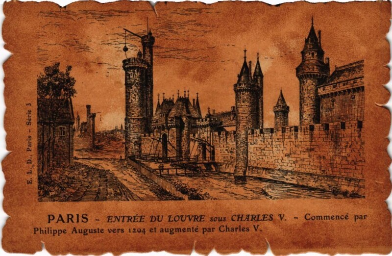 Carte postale ancienne Vieux Paris le Louvre Entree