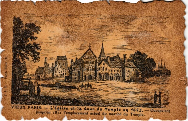 Carte postale ancienne Vieux Paris Eglise et Cour du Temple