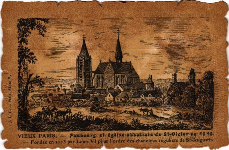 Carte postale ancienne Vieux Paris Faubourg et Eglise abbatiale de Saint-Victor