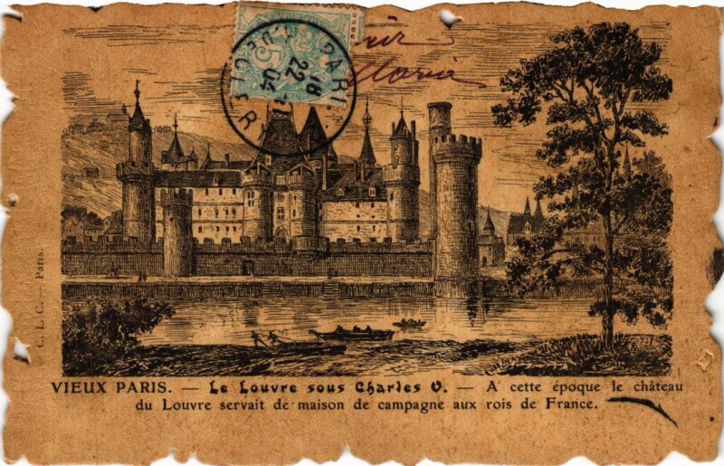 Carte postale ancienne Vieux Paris le Louvre sous Charles V