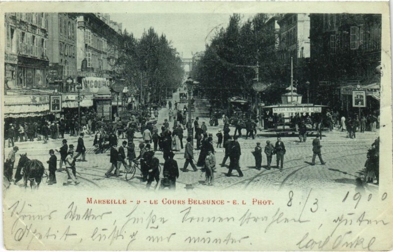 Carte postale ancienne Marseille Le Cours Belsunce à Marseille
