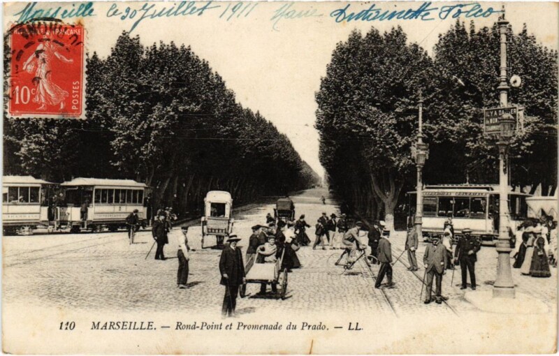 Carte postale ancienne Marseille Rond-Point et Promenade du Prado à Marseille