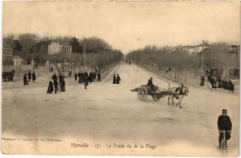 Carte postale ancienne Marseille Le Prado vu de la Plage à Marseille