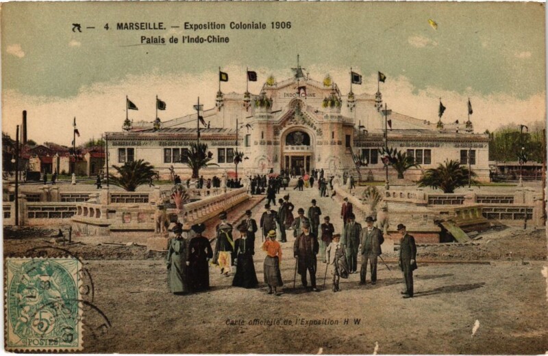 Carte postale ancienne Marseille Exposition Coloniale - Palais de l'Indo-Chine à Marseille