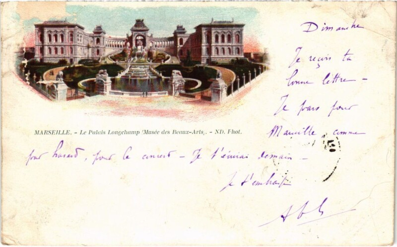 Carte postale ancienne Marseille Le Palais Longchamp - Musee des Beaux-Arts à Marseille