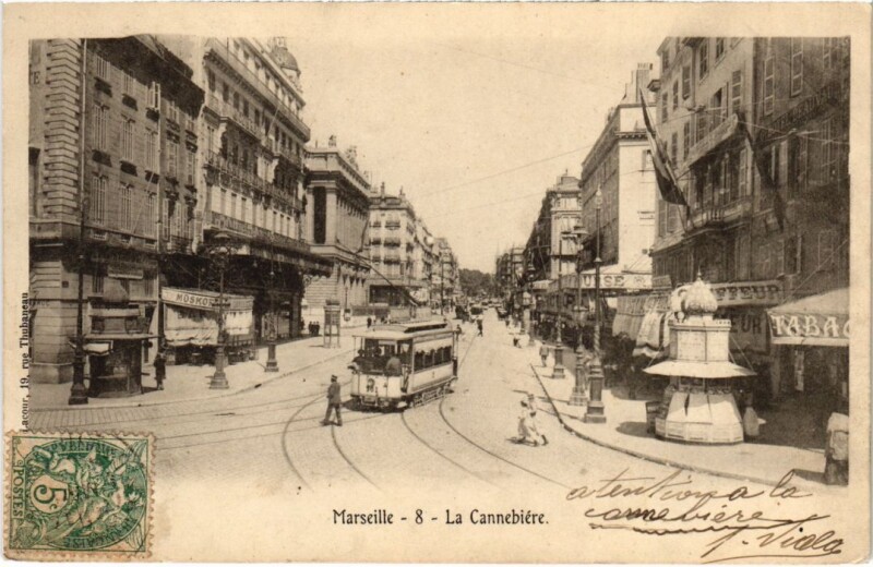 Carte postale ancienne Marseille La Cannebiere à Marseille