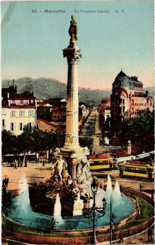Carte postale ancienne Marseille La Fontaine Cantini à Marseille