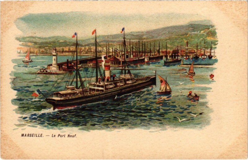 Carte postale ancienne Marseille Le Port Neuf - Litho à Marseille