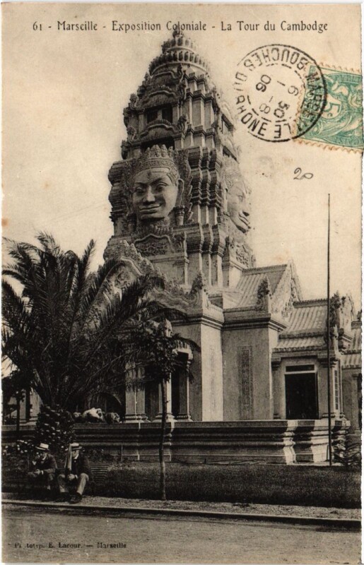 Carte postale ancienne Marseille Exposition Coloniale - La Tour du Cambodge à Marseille