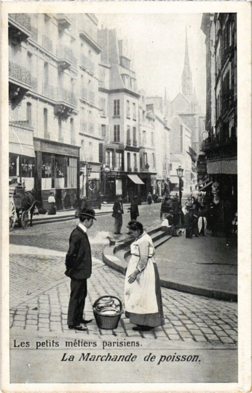 Carte postale ancienne Paris Petits Metiers la marchande de poisson à Paris