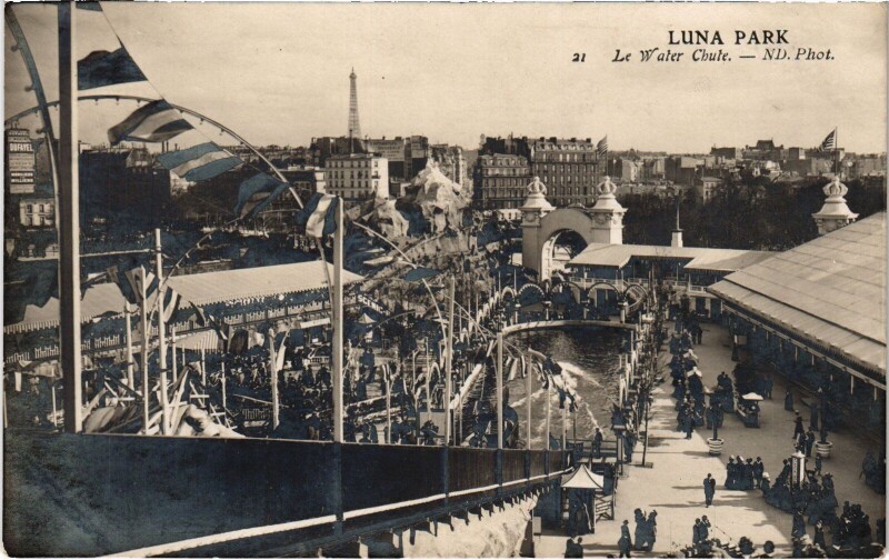 Carte postale ancienne Luna Park - Le Water Chute à Paris 17e