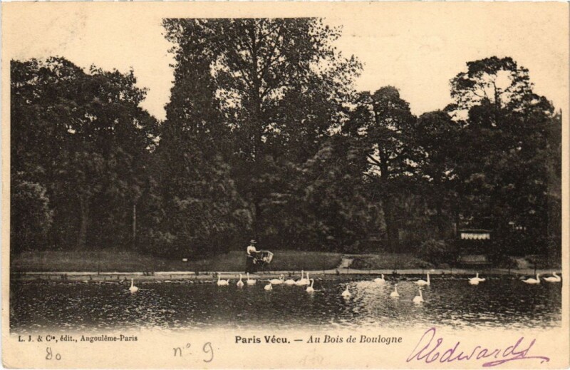 Carte postale ancienne Au Bois de Boulogne à Paris 16e