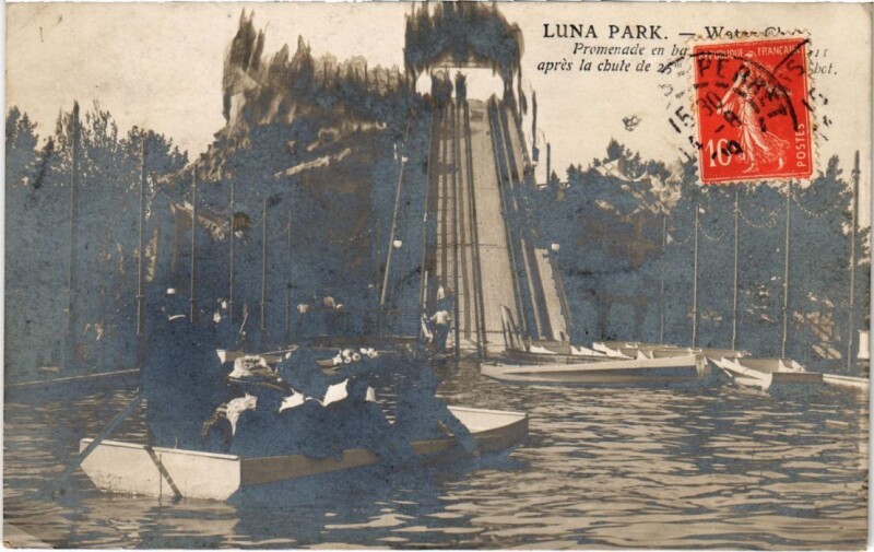 Carte postale ancienne Luna Park - Water Chute à Paris 17e