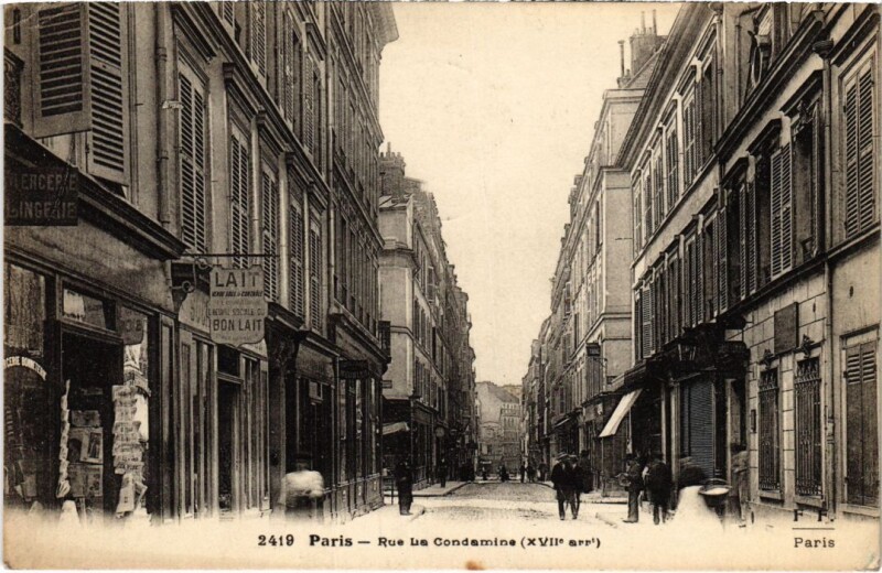 Carte postale ancienne Rue La Condamine à Paris 17e