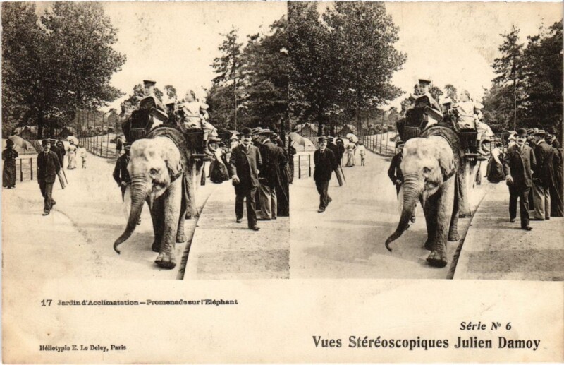 Carte postale ancienne Jardin d'Acclimatation - Promenade sur l'Eléphant à Neuilly-sur-Seine