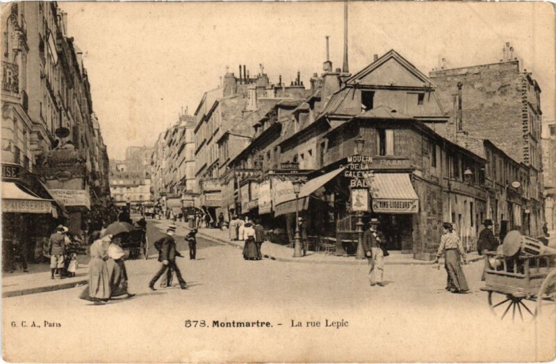 Carte postale ancienne La rue Lepic à Paris 18e