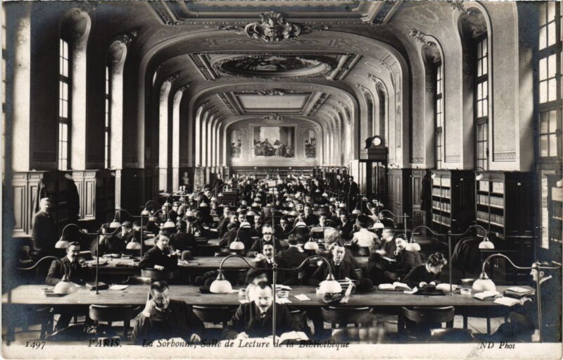 Carte postale ancienne Paris 5e la Sorbonne Salle de Lecture de la Bibliotheque à Paris 5e