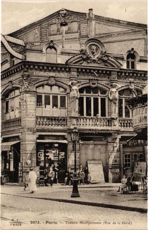 Carte postale ancienne Théâtre Montparnasse - Rue de la Gaîté à Paris 14e