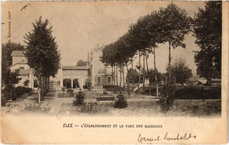 Carte postale ancienne Dax Etablissement et le Parc des Baignots