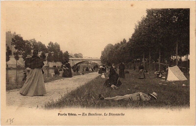 Carte postale ancienne Paris Vecu. en Banlieu Le Dimanche