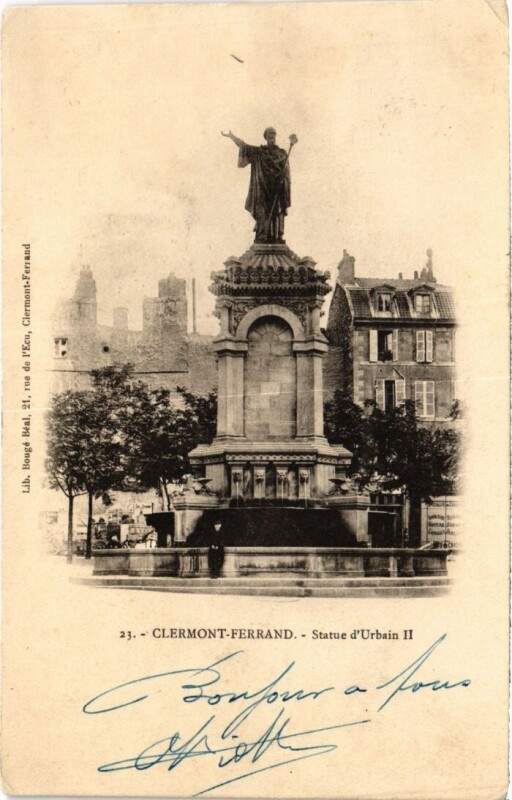 Carte postale ancienne Clermont Ferrand Statue d'Urbain Ii France à Clermont-Ferrand
