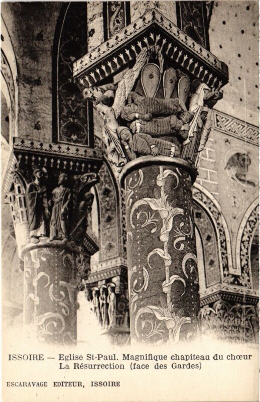 Carte postale ancienne Issoire Eglise St.Paul, Magnifique chapiteau France à Issoire