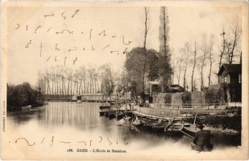 Carte postale ancienne Caen L'Ecole de Natation France