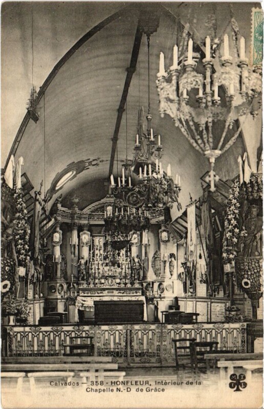 Carte postale ancienne Honfleur Interieur de la Chapelle Notre-Dame de Grace France à Honfleur