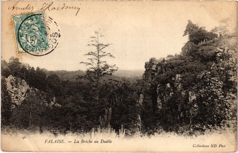 Carte postale ancienne Falaise La Breche au Diable France à Falaise