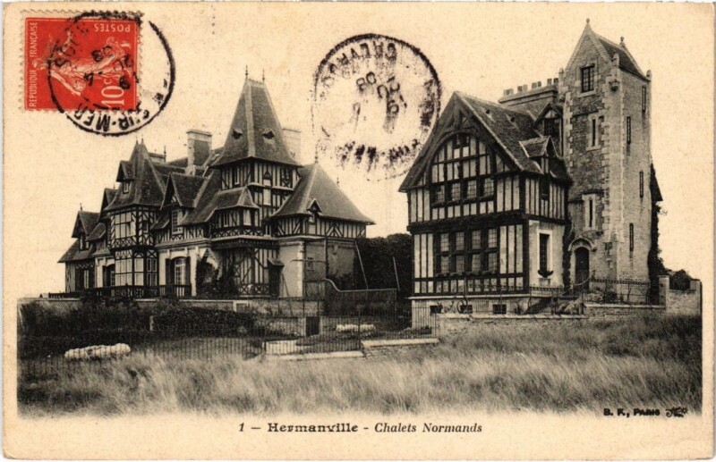 Carte postale ancienne Hermanville Chalets Normands France