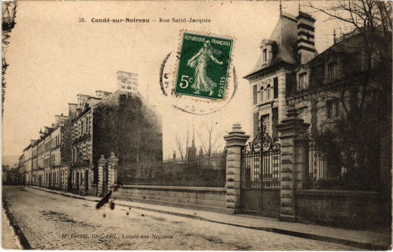 Carte postale ancienne Conde-sur Noireau Rue Saint-Jacques France