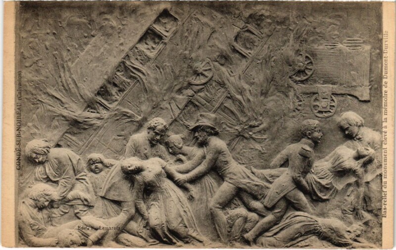 Carte postale ancienne Dumont-Durville Bas-relief du monument eleve a la memoire France à Urville