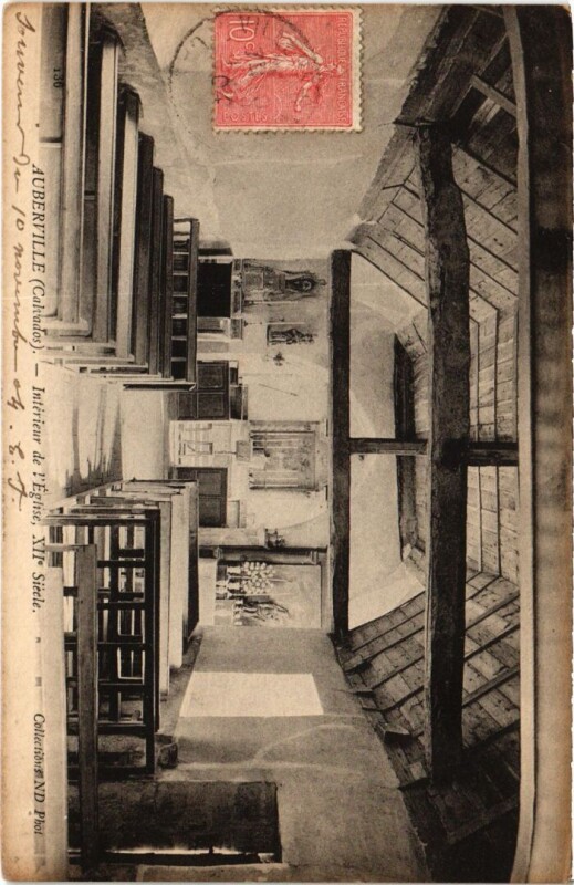 Carte postale ancienne Auberville Interieur de l'Eglise France à Auberville