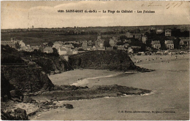 Carte postale ancienne Saint-Quay-Portrieux La Plage du Chatelet - Les Falaises à Saint-Quay-Portrieux