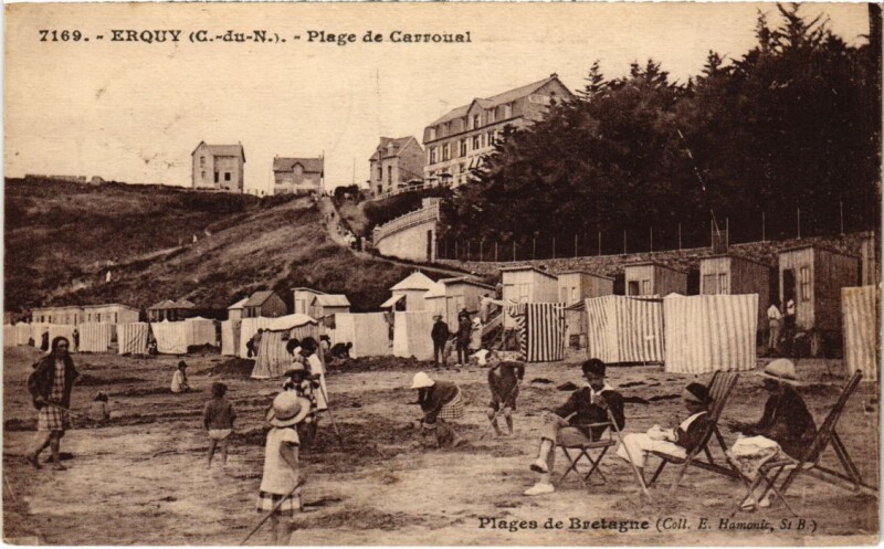 Carte postale ancienne Erquy Plage de Carroual à Erquy