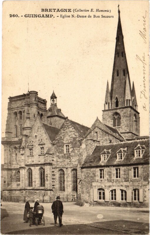 Carte postale ancienne Guingamp Eglise Notre-Dame de Bon Secours à Guingamp