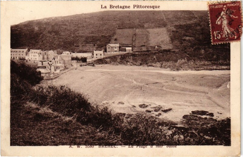 Carte postale ancienne Brehec La Plage a Mer Basse