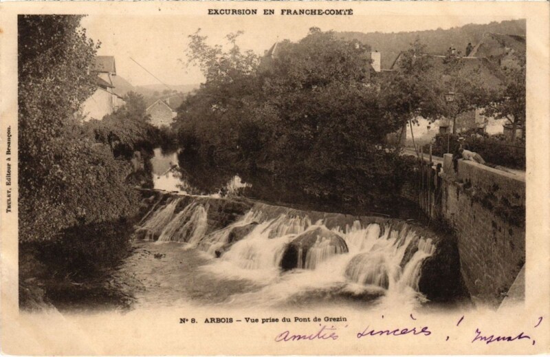 Carte postale ancienne Arbois vue prise du Pont de Grezin à Arbois