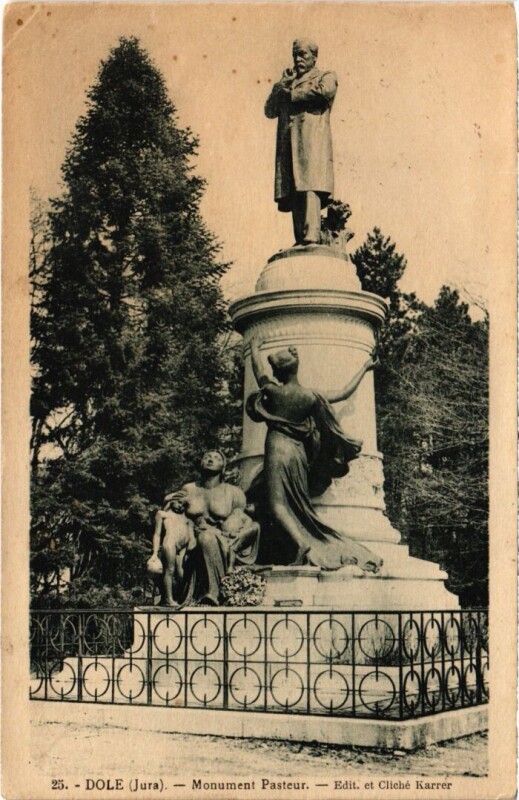 Carte postale ancienne Dole Monument Pasteur