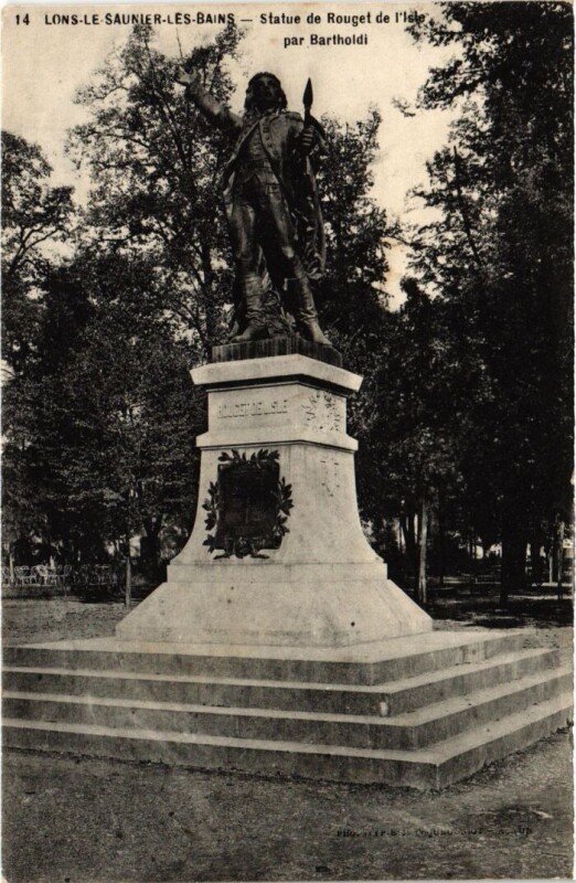 Carte postale ancienne Lons le Saunier Statue de Rouget de l'Isle à Lons-le-Saunier