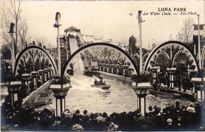 Carte postale ancienne Luna Park - Le Water Chute à Paris 17e