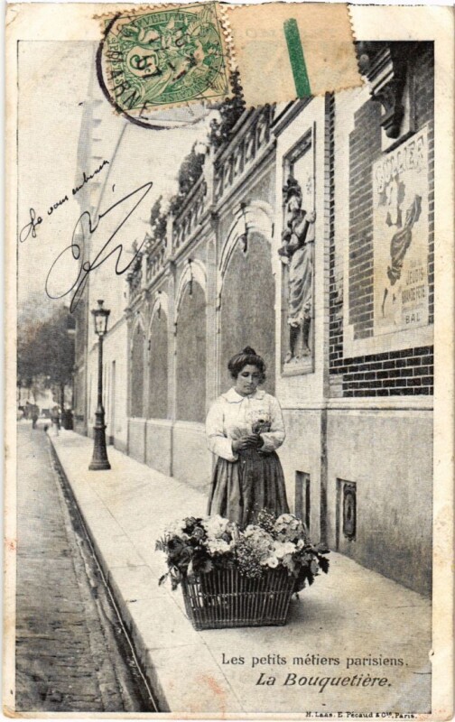 Carte postale ancienne Paris Petits Metiers La Bouquetiere