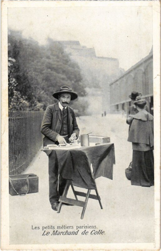 Carte postale ancienne Paris Petits Metiers Le Marchand de Colle