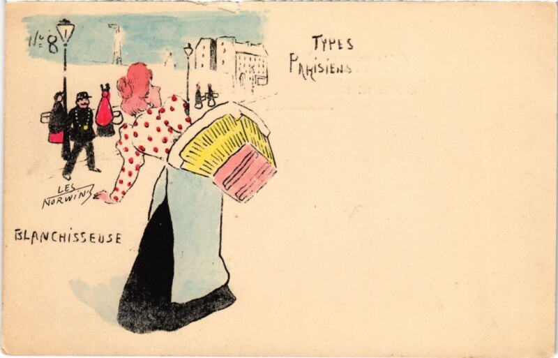 Carte postale ancienne Paris Types Parisiens Blanchisseuse