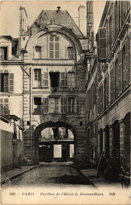 Carte postale ancienne Paris 4e hotel de bretonvilliers Pavillon à Paris 4e