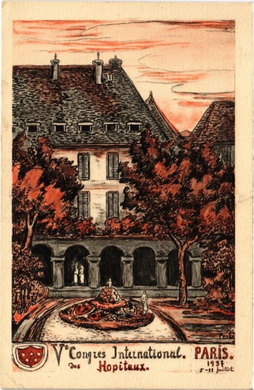 Carte postale ancienne Maternité - Cloître de l'ancienne Abbaye de Port-Royal à Paris 14e