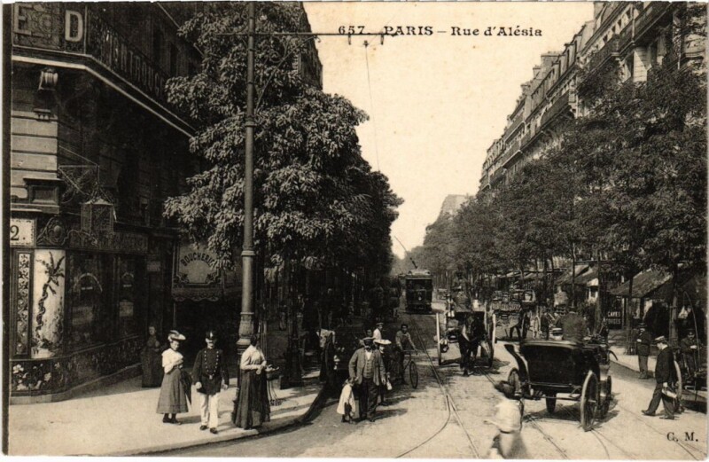 Carte postale ancienne Rue d'Alésia à Paris 14e