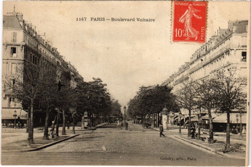 Carte postale ancienne Paris 11e Boulevard Voltaire ed. Gondry à Paris 11e
