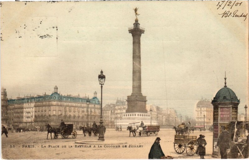 Carte postale ancienne Paris 11e Place de la Bastille tinTED à Paris 11e