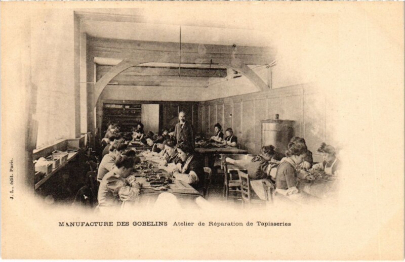 Carte postale ancienne Manufacture des Gobelins - Atelier de Réparation de Tapisseries à Paris 13e